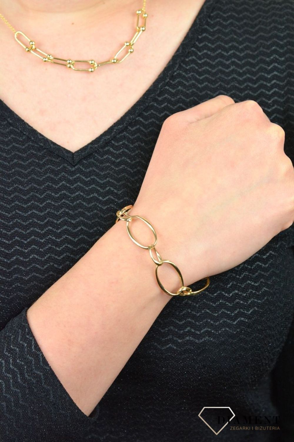 Złota bransoletka owalne, gładkie ogniwa DIA-BRA-GA 290--585.ddcdx.jpg